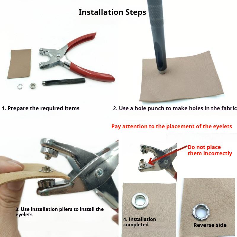 6mm Metal Air Eyelet Grommet Installation Tool Hand Press Pliers Set