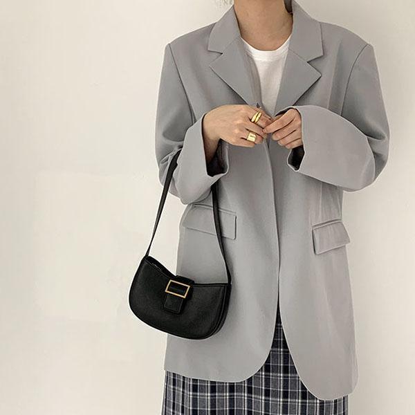Borsa a tracolla singola con fibbia in metallo vintage da donna, borsa da ascella, borsa a mano semplice nera