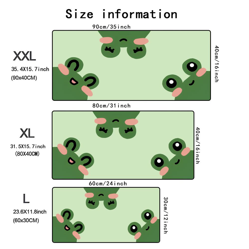 Cute Cartoon Frog Mouse Pad XXL Large Gaming Accessory Deskmats HD Non-Slip Rubber Computer Keyboard Mat Office Laptop Mousepad
