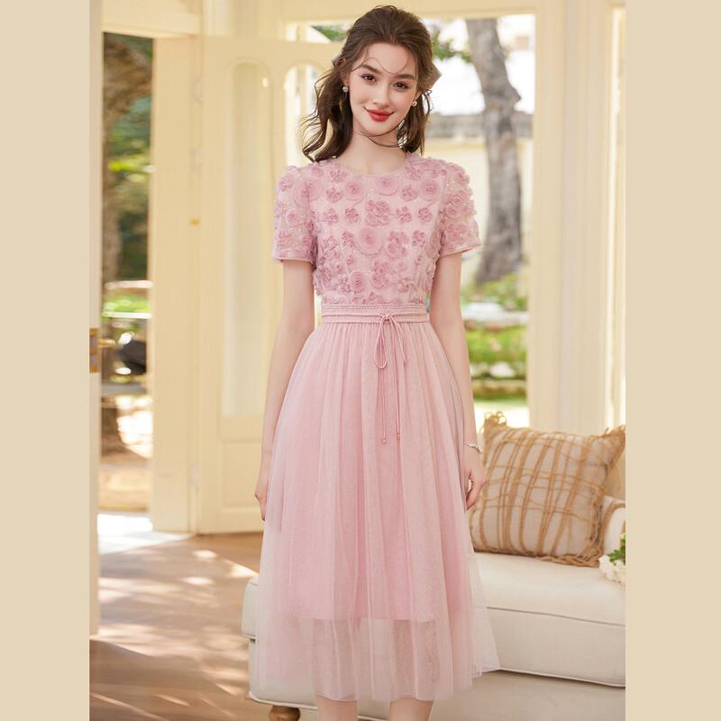 Bailuyu Sweet Floral Mesh Maxi Dress M