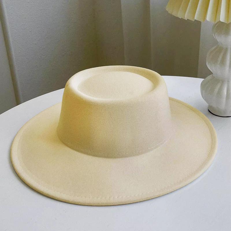 2025 Herbst/Winter Damen Fedora aus Kunstwolle - Vielseitige breite Krempe Französischer & Britischer Stil. One Size beige