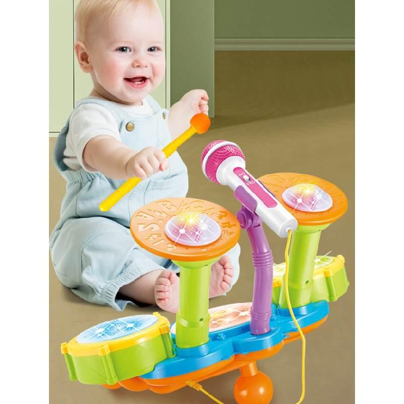 Children Electric Light Drum Set With Visual And Auditory Features For Early Education Play