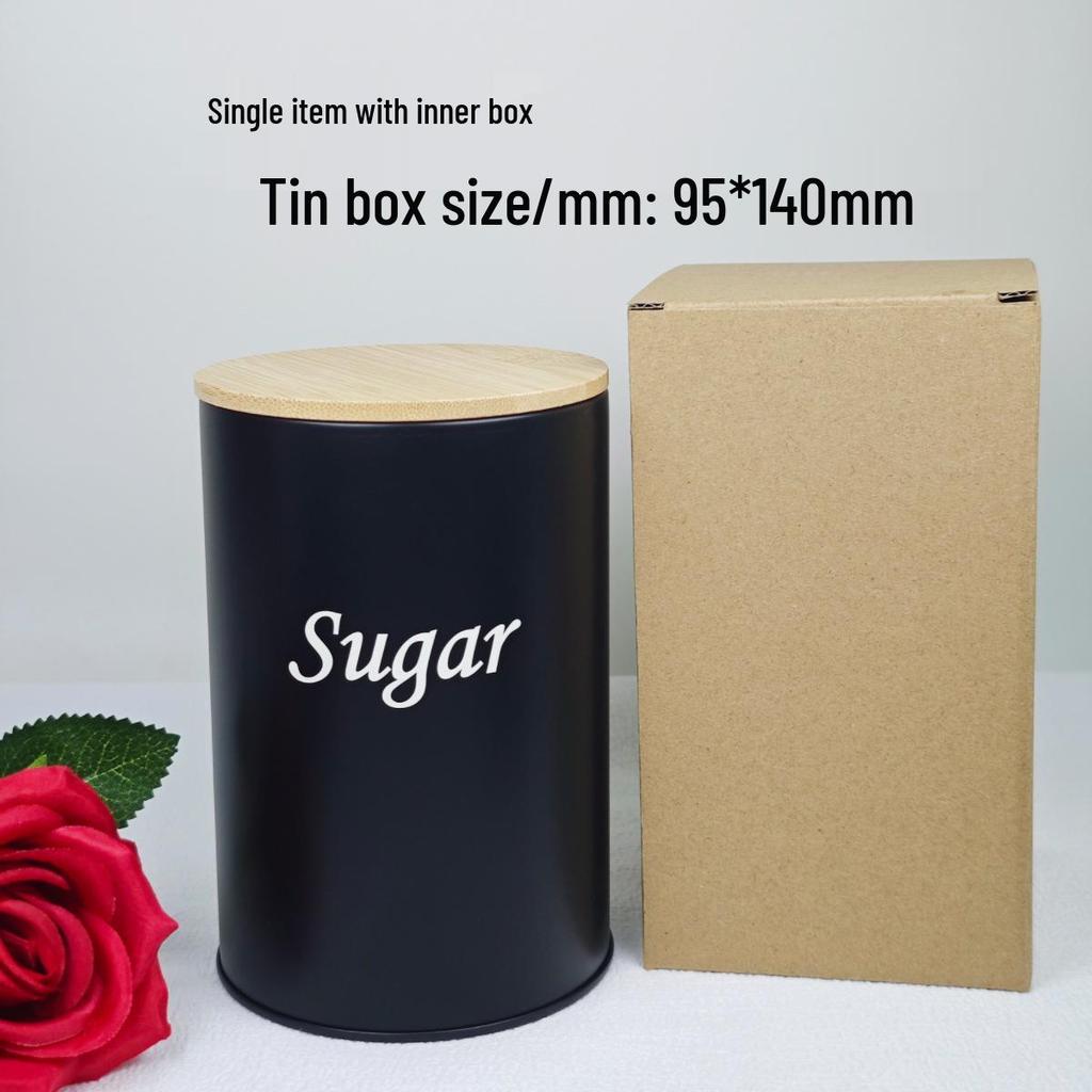 Eco-friendly Round Iron Can with Bamboo Lid for Coffee, Tea, or Sugar Storage