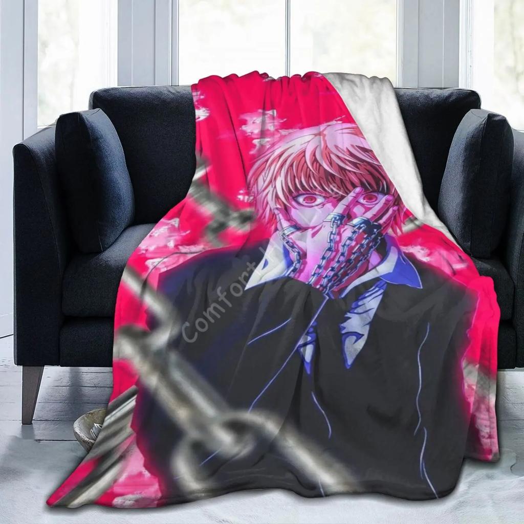 Hunter X Hunter 3D Print Fluffy Blanket Classic Japanese Anime Custom Blanket Soft Warm Lightweight Teens Kids Throw Blanket