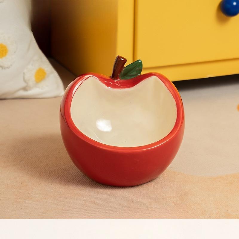 

Apple Ceramic Bowl - Pet Bowl for Feeding Water and Food for Cats. Cat Food Dish. Dog Water Bowl. Neck Protection To Prevent Tipping Over. red apple