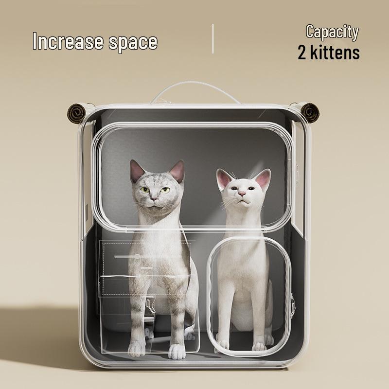 Portable Multifunctional Cat Carrier with Wheels - Transparent Backpack & Large Capacity Trolley Case