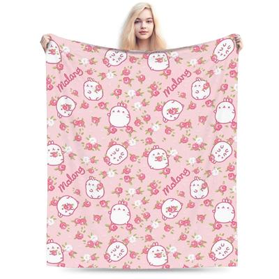 Cartoon M-Molangs and Piupiu Blanket Fleece Decoration  Portable Ultra-Soft Throw Blanket for Sofa Travel Rug Piece