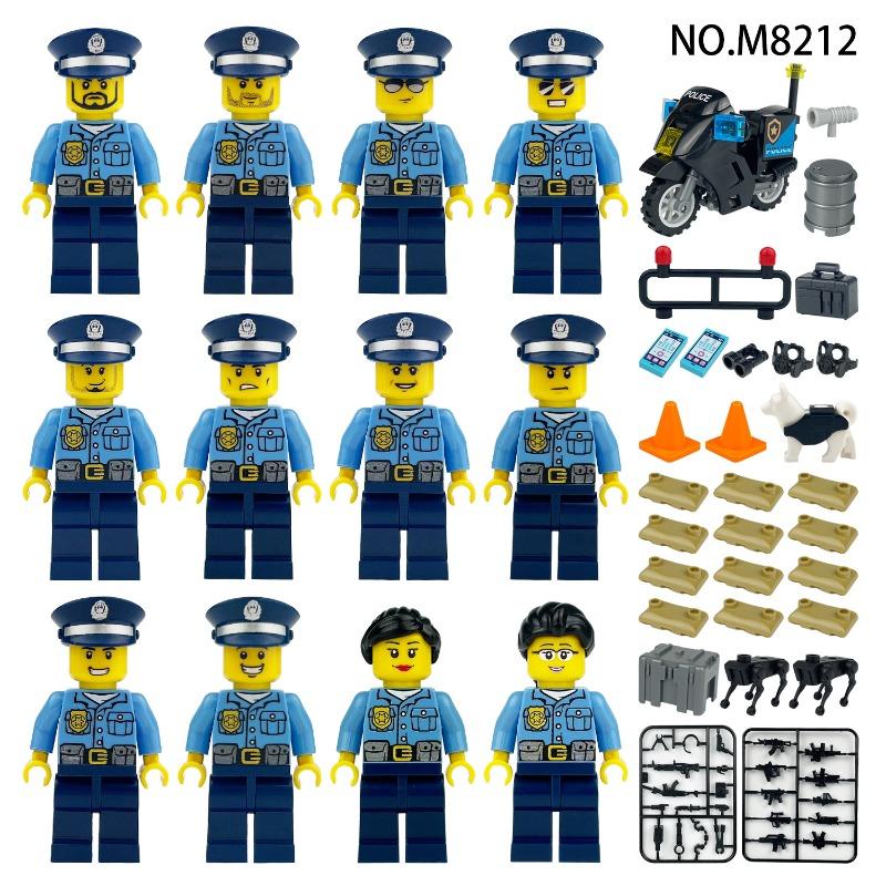 Bai Fen Bai Dolls And Toys Boys M8212 Police Series Thunder Action Police Minifigures Children Assemble Small Particles Building Block Toys