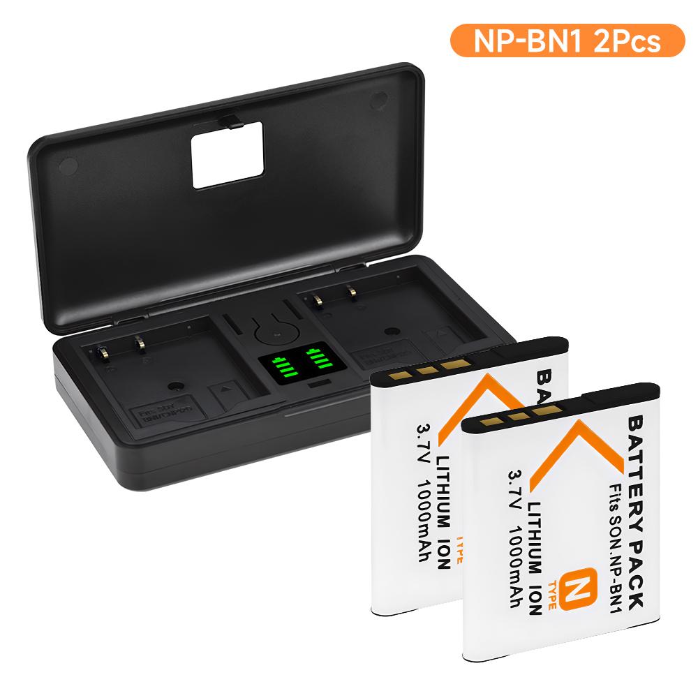 PALO 1000mAH NP BN1 NP-BN1 Battery Np Bn1 Camera Batteries + LCD Charger Case For Sony Cyber-shot DSC-QX10 TX100 TX300 W730