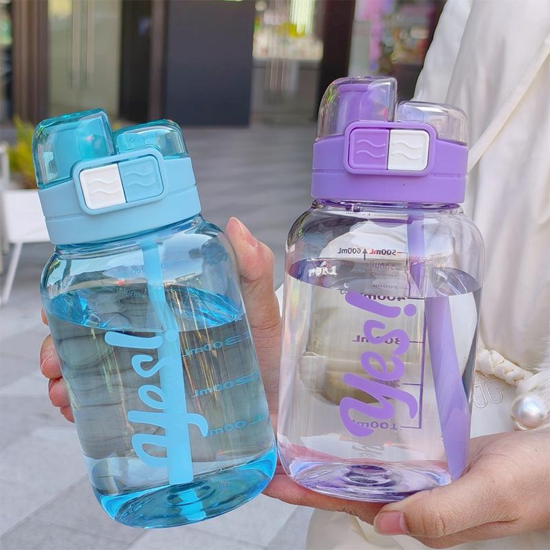 High-Capacity Dual-Drink Straw Cup - Portable, Heat-Resistant Plastic Cup for Students