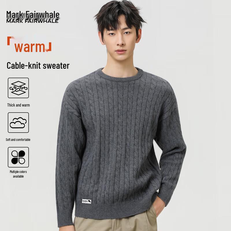 Mark Fairwhale Men's Thickened Cable Knit Sweater