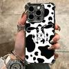 White Black Dairy Cattle Symbol Soft Phone Case For iPhone 15 16 17 Air 14 Pro Max 16E Plus 13 12 Mini Plating Anti-Fall Fundas