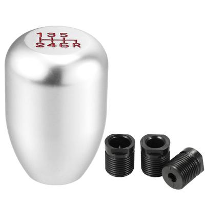 A ABSOPRO 6 Speed Universal Car Gear Shift Knob Stick Shifter Handle Car Shift Knob Silver Tone