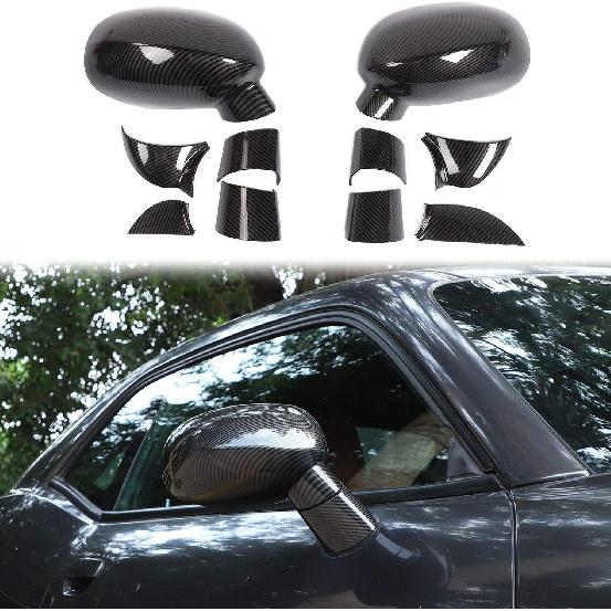 Voodonala for Challenger ABS Carbon Fiber Rearview Mirror Cover Side Mirror Trim Shell Cover Decoration Trim for 2009-2025+Dodge Challenger Exterior