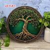 Vintage Green Gold Metal Wall Art Celtic Tree Sign, 2D Flat Aluminum Decor Heavy Duty For Living Room