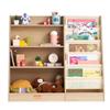 4-Tier Kids Wooden Bookshelf, Six-Layer Sling Bookcase, Baby Storage Book Rack, Book Toy Organizer Cabinet, for Kids Room, Playroom, Kindergarten,