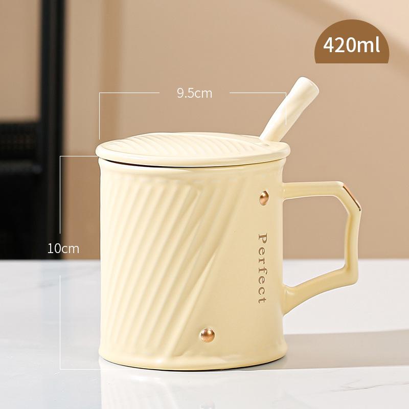 Mug Universal Drinking Water Cup with Lid Spoon Household Water Cup Office Ceramic Cup Breakfast Cup Milk Cup