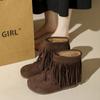 Retro Brown Ankle Boots Women Autumn Suede Leather Designer Shoes Fashion Tassel Casual Boots Ladies Western Cowboy Boots Women