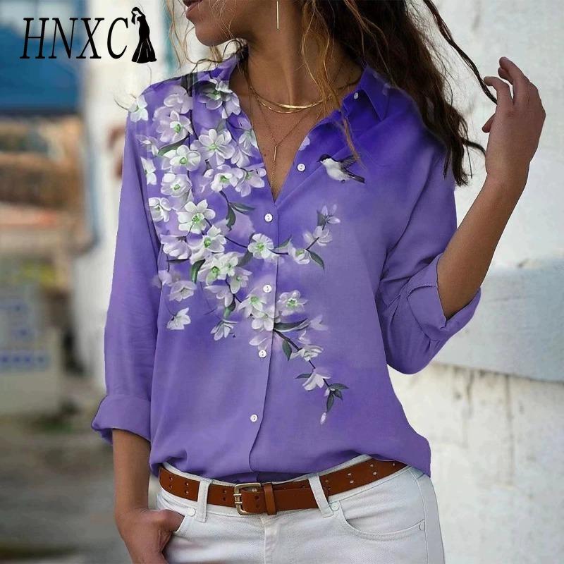 HNXC 38 Color Women's Fashion Casual Long Sleeve POLO Neck Blouses & Shirts