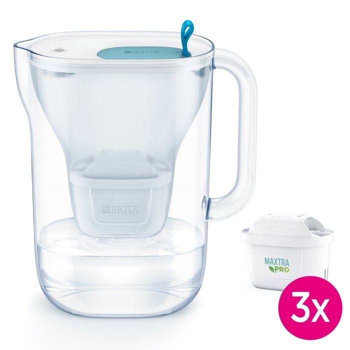 BRITA Carafe Filtrante Style Cool 2.4L Bleu Incl. 3 Cartouches MAXTRA PRO Pure Performance - Design Durable & LED Intelligente