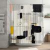 Abstract Modern Bathroom Shower Curtain Set Decorative Black White Grey Yellow Printed Waterproof Fabric Bath Mat