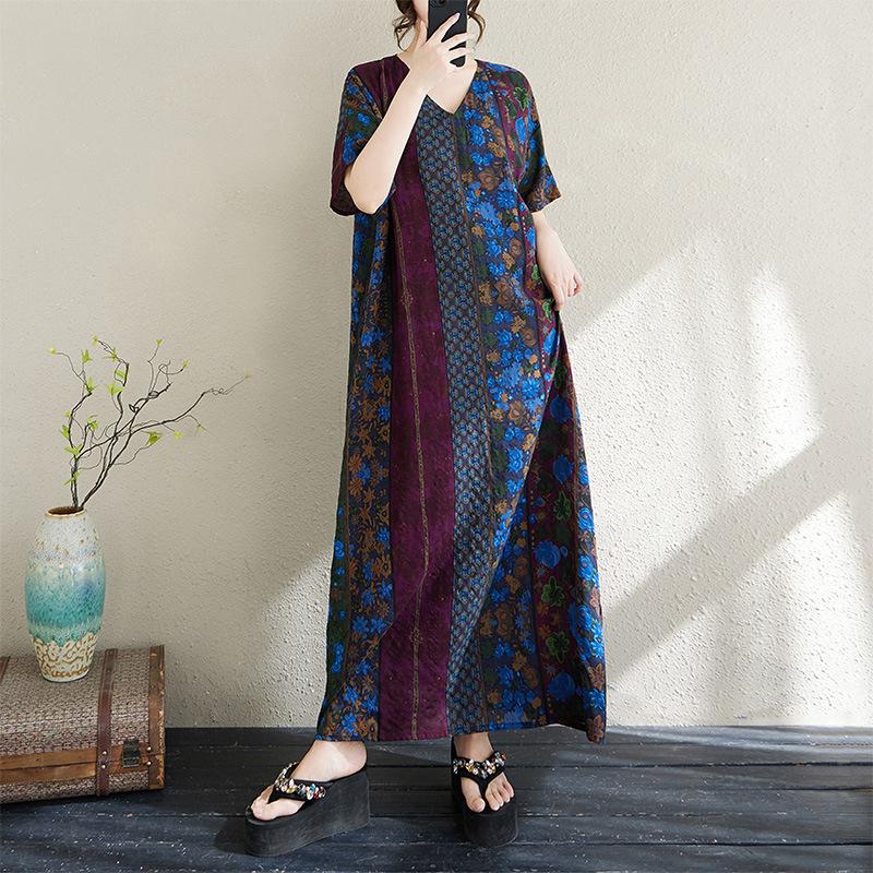 

Летнее хлопковое платье с V-образным вырезом, скрученными полосками one size