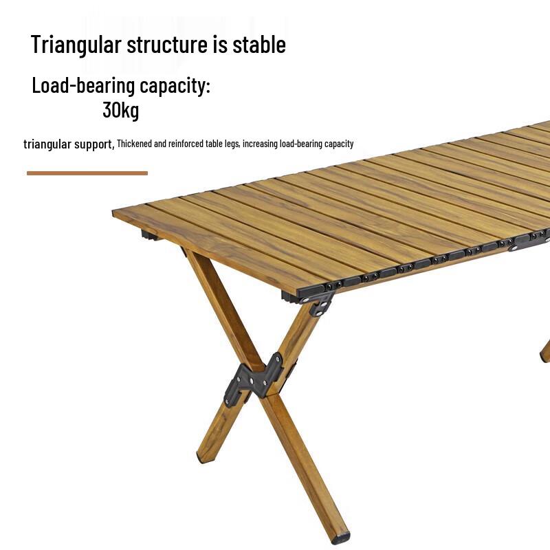 Quyoubang Portable Wood Grain Roll-Up Camping Table