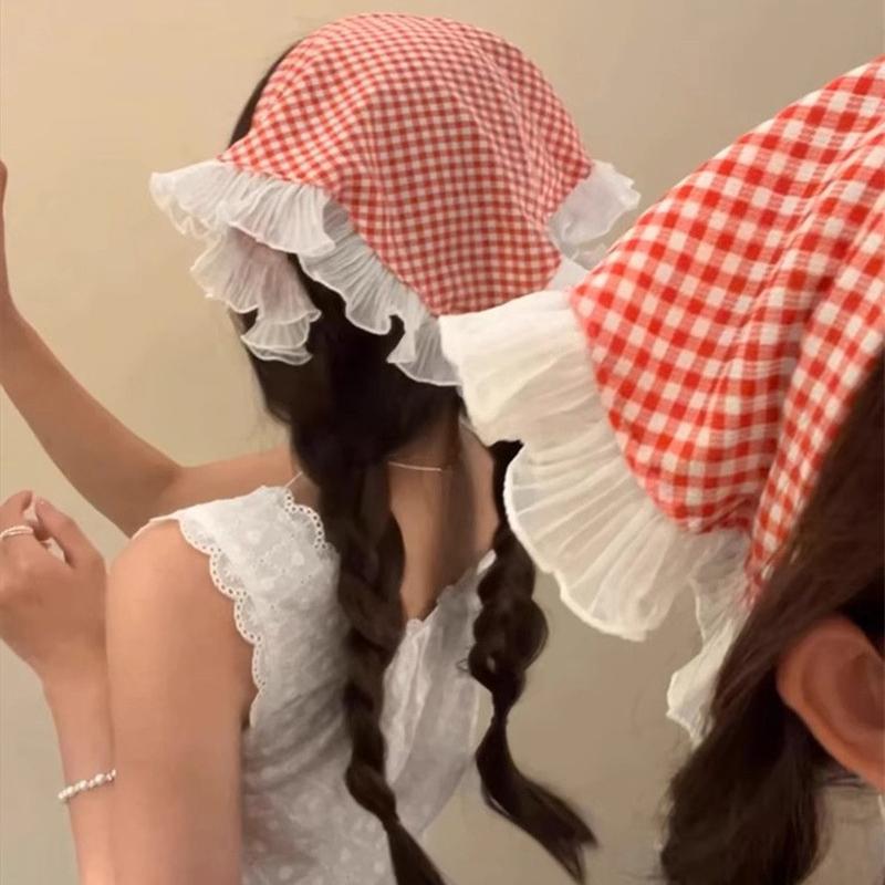 Lace Triangle Hair Scarf Headband Countryside Style Innovative Design Lotus Leaf Edge Mesh Sweet Girls Hair Accessories Gift