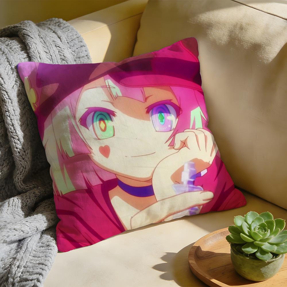No Game No Life Anime Cushion Cover Washed Linen Soft Breathable Decorative Case For Sofa Home Pillow Cover