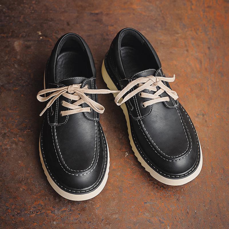 Módní Oxfordské boty s tlustou podrážkou pro muže z pravé kůže, formální společenské boty, obchodní společenské boty, univerzální ležérní obuv, mokasíny