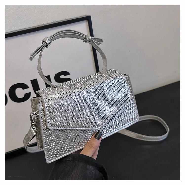 

Сумки через плечо из ПУ для женщин, роскошные дизайнерские однотонные сумки, сумка на плечо с ромбовидной проволокой и вставкой из бисера