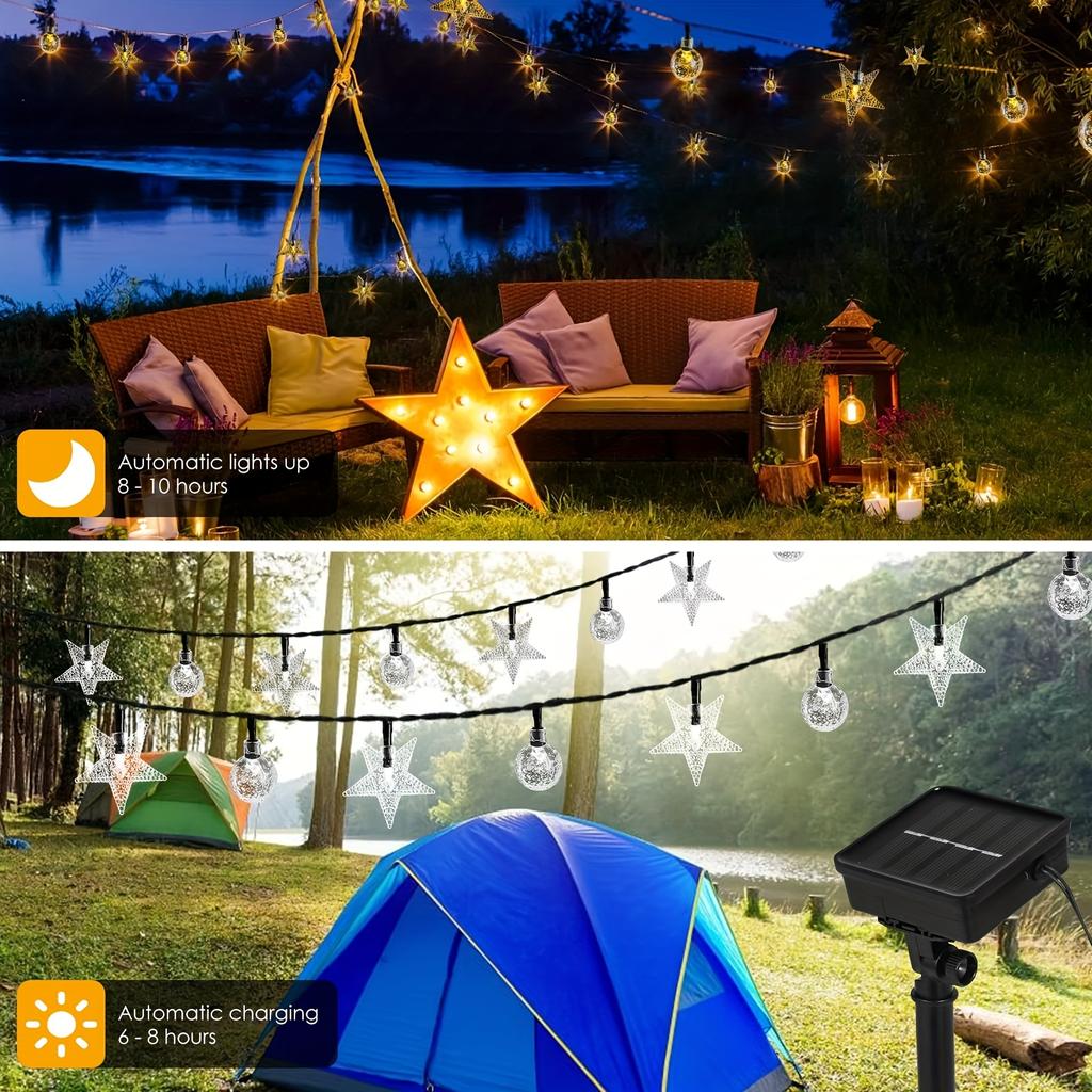 Guirlande Lumineuse Solaire Boules à Bulles d'Extérieur avec 8 Modes Étanche Guirlande Lumineuse de Noël pour Jardin Clôture Fête de Mariage Décoration