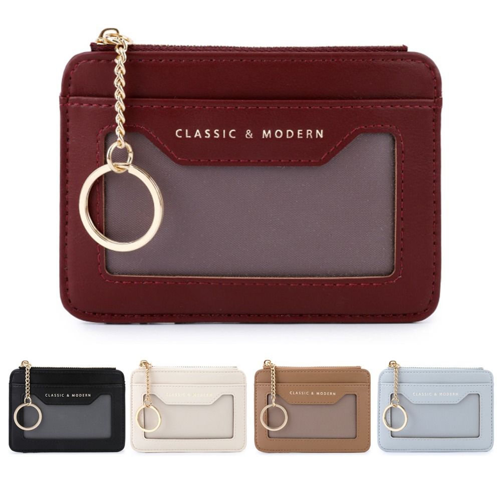 Portable Multi-card Slots Card Bag Keychain Hanging Leather Multi-card Wallet PU Leather Coin Purse Gifts
