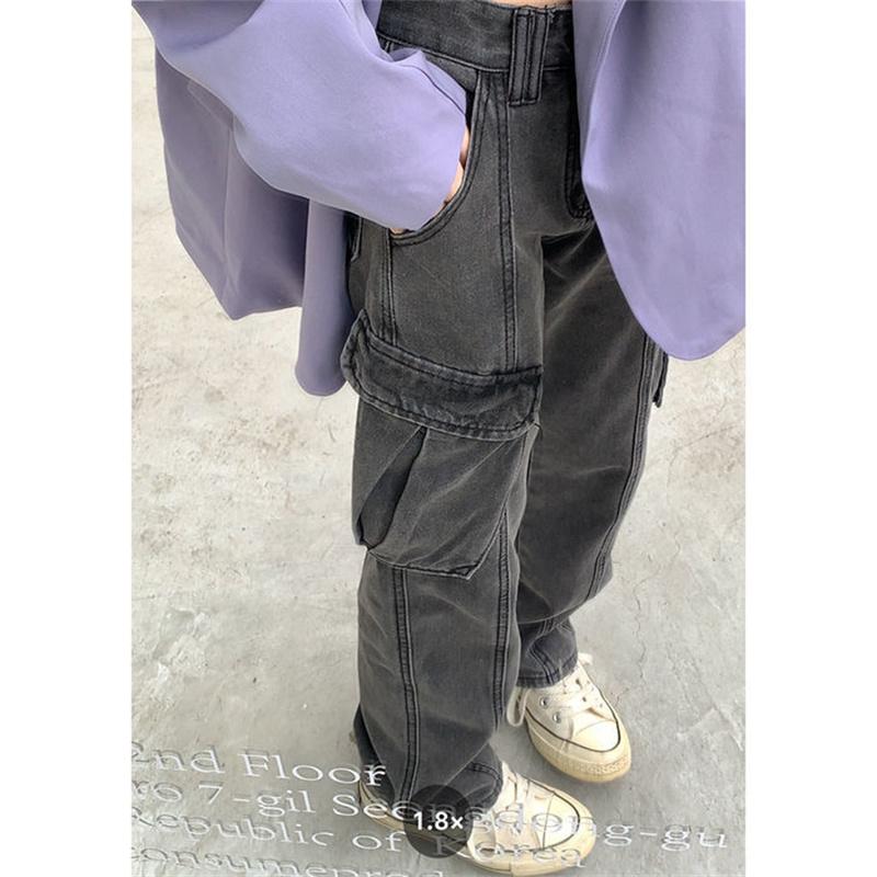 Spring 2022 Womens Fashion High Waist Y2k Women's Wide Leg Jeans Baggy Woman Denim Capris Cargo Pants Jean Mom Jeans Trousers