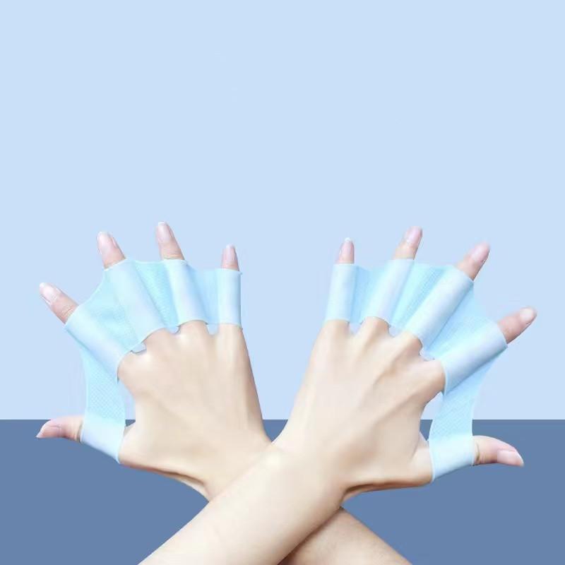 

1 пара перчаток для плавания «Лягушачий коготь» унисекс: Повысьте свои результаты в плавании с помощью силиконовых поясов и перепончатых лопаток для пальцев! S синий