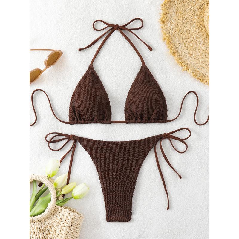 

New split bikini swimsuit female sexy three-point bikini XL темно-коричневого кольору