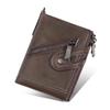 RFID Anti-theft Refreshing Men's Leather Wallet Wallet Retro Double Zipper Change Clip Short Wallet