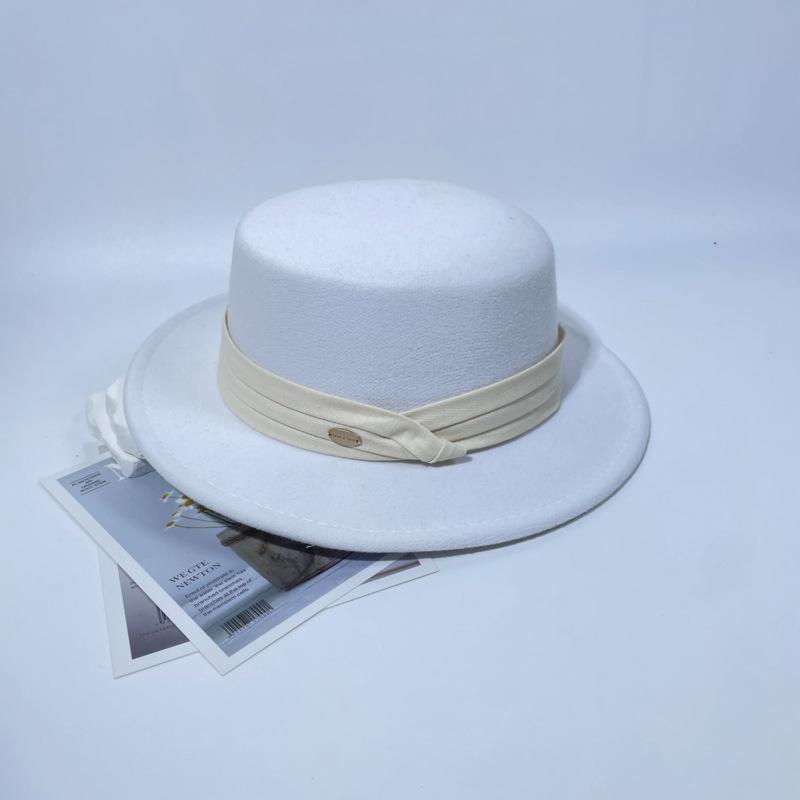 New Top Hat French Retro British Flat-top Woolen Hat Women's Autumn and Winter Fashion Versatile Temperament Felt Hat Men