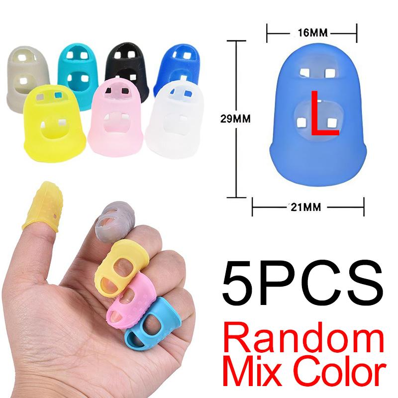 

5PCS/Set Random Mixed Color Silicone Thimbles 3 Sizes Multifunctional Wear Resistant Finger Cover Guitar Ukulele Accessories ZYF