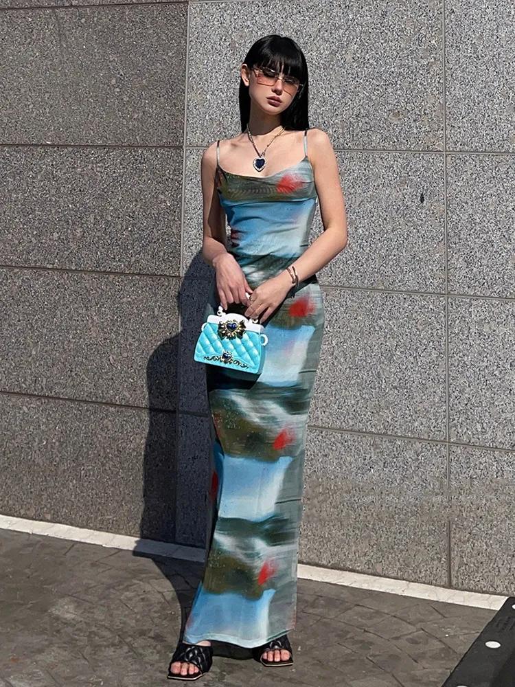 Xitao Fashion Sexy Women Slim Print Slip Dress LYD1394