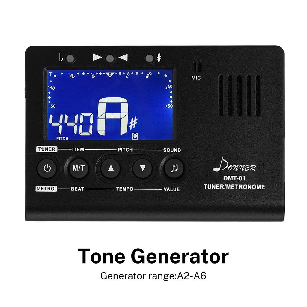Donner Digital- und Tongenerator für und chromatische Instrumente DMT-01 3-in-1 Metronom, Stimmgerät, Gitarre, Klavier, Trompete,