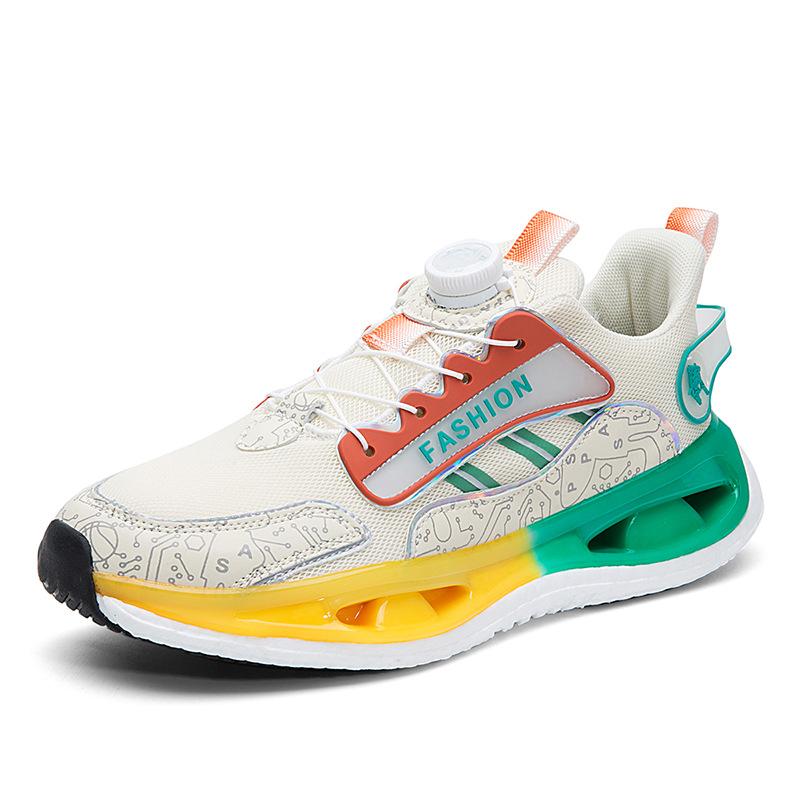 New Men's Shoes Mesh Breathable Sneakers Fashion Trendy Shoes Casual Students Rotating Buttons Running Shoes Men's