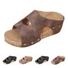 Große ausgehöhlte Retro-Plateau-Römersandalen mit hohem Absatz für den Strand
