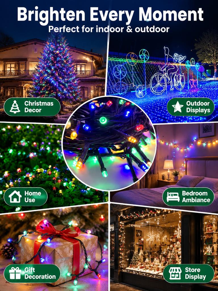 LED Fairy String Lights (20 Bulbs, Multicolor, with 3x AA Battery Box)