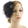 Atraktivní ušlechtilá čelenka Gatsby odolná proti opotřebení s drahokamu zapuštěným střapcem z peří na taneční párty
