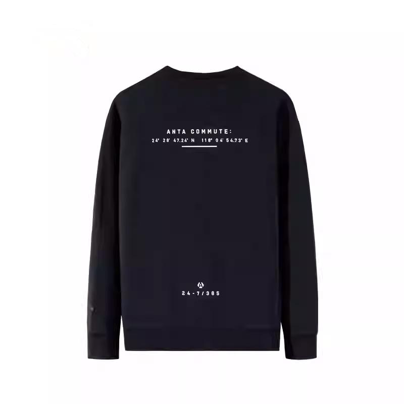 Anta Comfortable Breathable Versatile Casual Sweatshirt Men Tops Basic-Black 152447750S-1