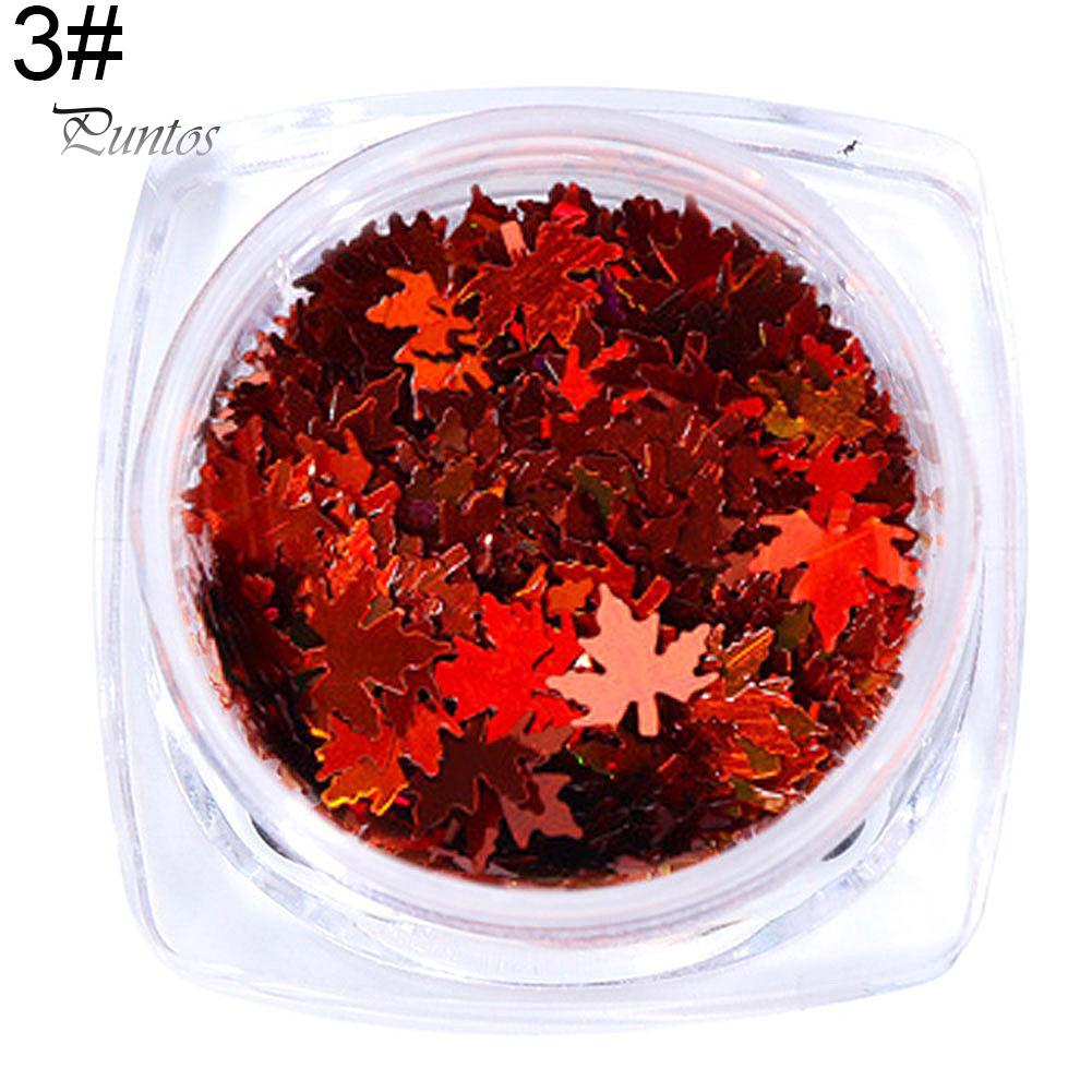 Puntos Nail Art Autumn Glitter Gradient Maple Leaf Sequins Applique Christmas Decor