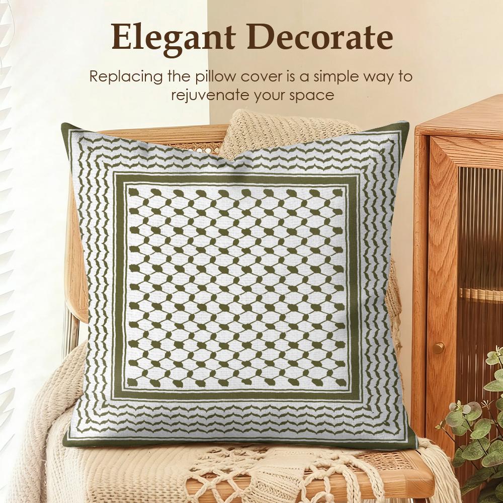 Arabic Keffiyeh Traditional Cushion Cover Natural Linen Organic Fabric Double-Sided Printing Sofa Home Decor Gift Pillow Case