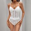 Women's  Lace Corset Bodysuit Spaghetti Strap Padded Cups with Steel Bones Slim Fit Teddy Leotard Sexy Top