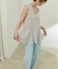 WIOE Check Stripe Mix Top_Light Gray